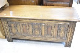 A nice quality vintage oak bedding chest, approx. dimensions. W115 D45 H52cm