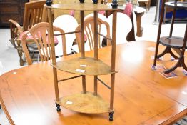 A Victorian corner whatnot of small proportions, shelf stamped with patent June 2 1885, height