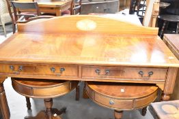 A reproduction Regency style side table or wash stand and two similar occasional drum tables