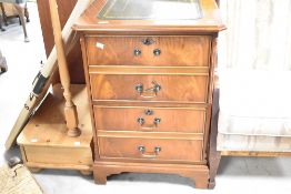 A reproduction Regency yew wood two drawer filing cabinet, disguised as four drawer chest ,