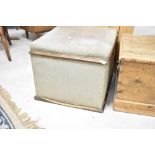 A Victorian and later ottoman stool having mahogany edging and dralon upholstery, approx