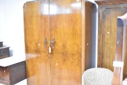 An early to mid 20th Century walnut wardrobe, width approx 122cm