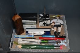 A selection of vintage and contemporary novelty pen and pencil ephemera, to feature a large wooden