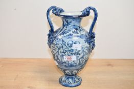 A 19th-century Italian faience/maiolica urn, in the manner of Ulisse Cantagalli (1839–1901),