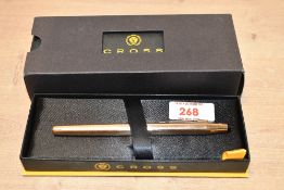 A boxed Cross rolled gold cartridge fill fountain pen bearing Wimpey to the clip