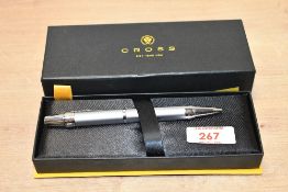 A Cross Nile Satin ballpoint pen in brushed steel and chrome, boxed
