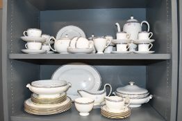 A selection of 20th-century Wedgwood bone china 'Palatia' tableware, featuring a navy blue and