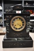 A fine Victorian slate and green marble 8-day Mantel clock, having a gilt dial of Roman numerals,