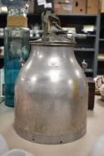 A large late 20th-century aluminium milk churn, unmarked, approximately 50cm, condition is