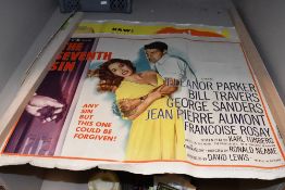 A selection of vintage film and cinema posters, to include The Seventh Sin, Seven Hills of Rome,