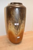 A large mid 20th-century West German floor vase, featuring a tertiary drip glaze, marked to base,