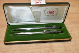 A boxed Cross Chrome ballpoint pen and Pencil set
