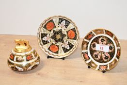 Two 20th-century Royal Crown Derby bone china 'Old Imari' (1128 pattern) ware, featuring blue,