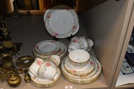 A 20th-century Royal Doulton fine bone china 'Claudia' part tea set, to feature pastel floral