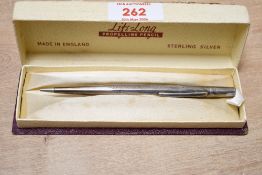 A boxed Life Long sterling silver pencil