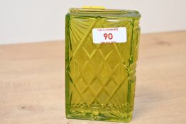 A fine Victorian Uranium glass decorative book, having etched floral and foliate detailing to one '