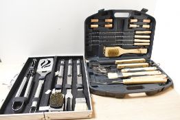 A contemporary Viners bamboo-style stainless steel BBQ set, to include 5 pieces in original