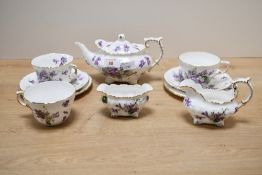 A 20th-century Hammersley bone china 'Victorian Violets' part tea set, featuring a selection of