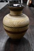 A mid 20th-century West German Dumler and Breiden-style pottery vase, of baluster form, featuring