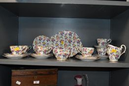 A selection of 20th-century Royal Standard fine bone china 'floral chintz' part tea set, having