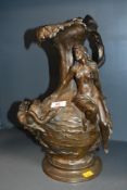A fine 20th-century French Marcel Debut Art Nouveau-style cast and patinated bronze figural vase