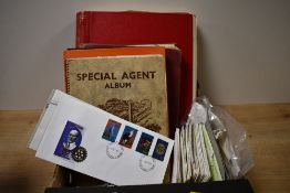 Box of five World Stamp Collections and a selection of odd loose, condition is consistent with age