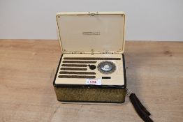 A mid 20th-century Italian G. Marconi Marconiphone P20B ‘vanity-style’ portable valve radio,