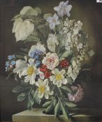 After Gerald Cooper (British 1898 - 1975) Lithograph 'Still Life Study of a Vase of Garden Flowers