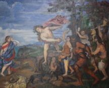 After Titian (Italian 1488/90 - 1576) Oil on canvas 'Bacchus and Ariadne' a 20th Century
