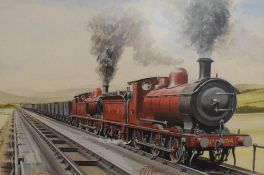 G S Cooper (British 20th Century) Watercolour 'Levens', an accomplished depiction of a steam
