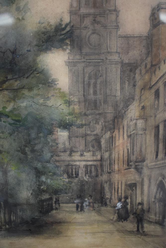 Burnett Napier Henderson Orphoot (British 1880-1964) Watercolour, a cathedral scene with figures, - Image 3 of 5
