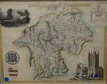 *Local Interest* A 20th Century lithographic reproduction of a 19th century colourised map,
