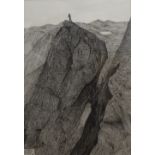 *Local Interest* Joel Rasbash (British Contemporary) Pen and Ink 'Scafell Pinnacle', a study of