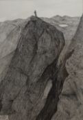 *Local Interest* Joel Rasbash (British Contemporary) Pen and Ink 'Scafell Pinnacle', a study of