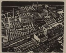 Hannah Corbett (British Contemporary) Etching 'Lune Mills' an industrial landscape from above,