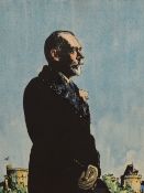 After Joseph Simpson (British 1879-1939) Colourised etching, depicting King George V, signed in