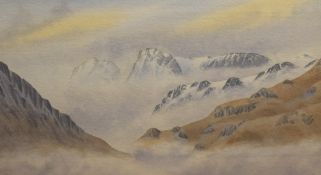 *Local Interest* Colin Whittle (20th Century) Watercolour 'Winter Mist and The Langdales', a study