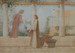 G R Skidmore (19th Century) Watercolour 'The Vine Maidens' a study of Greek grape harvesters, signed