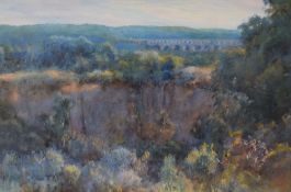 Herbert Arnauld Olivier (British 1861-1952) Watercolour, an impressionistic landscape with wooded