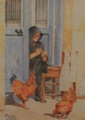 A Kalas (20th Century) A pair of lithographs 'Cyprus', street scenes with seated figures,