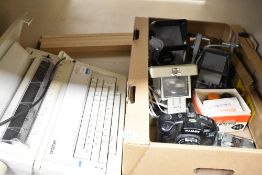 An electric Brother AX110 typewriter, a selection of assorted cine film editors and a Matashi FMD