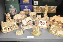 Ten Lilliput Lane cottages most with boxes to include Rose Cottage-Skirsgill, Borrowdale School, All