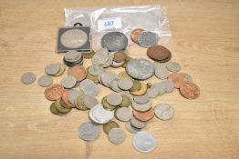 A 19th Century Ottoman Empire coin and 20th Century and British and world coinage, medalets and