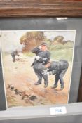 Five humorous Lawson Wood prints including Bribery, The Skipper, The Arm of the Law, Where's Your