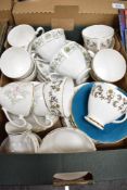 A selection of part tea services including Royal Sutherland, Mayfair and made in china.