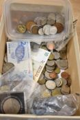 A collection of twentieth century British and world coinage and banknotes to include commemorative