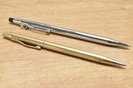 A Cross gold fill ballpoint pen (tassie missing) and Cross chrome ballpoint pen national Childrens