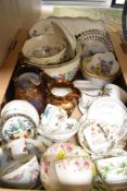 A selection of assorted ceramics including a Royal Winton Pottery planter, a selection of pretty cup