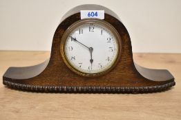 A 20th-century French Napoleon hat-style mantel clock, featuring an 8-day mechanical movement having