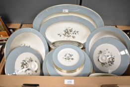 A 20th-century Royal Doulton china 'Rose Elegans' part dinner set, featuring soft blue and pink